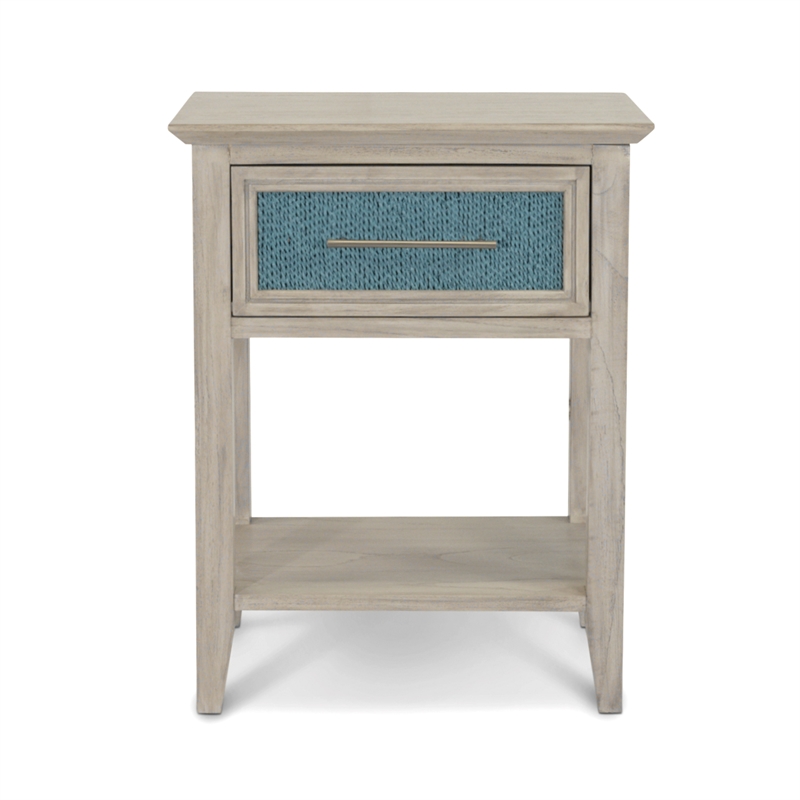 Sea Winds Ocean Isles 1 Drawer Woven Nightstand in Ocean Blue & Aged Ivory