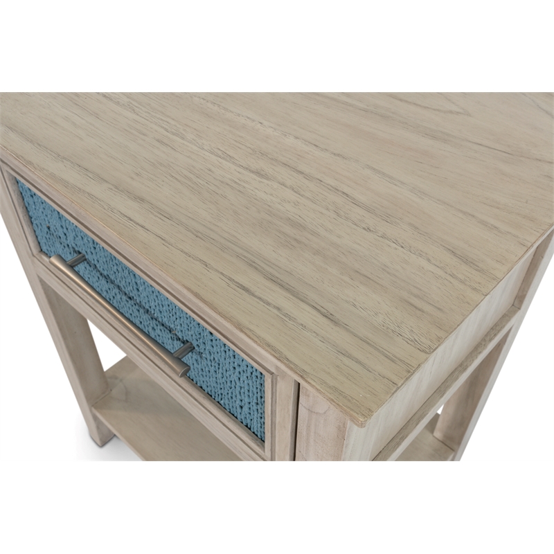 Sea Winds Ocean Isles 1 Drawer Woven Nightstand in Ocean Blue & Aged Ivory
