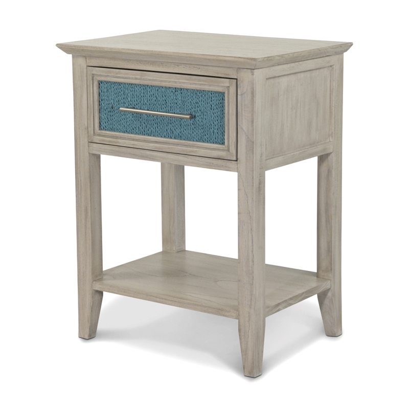 Sea Winds Ocean Isles 1 Drawer Woven Nightstand in Ocean Blue & Aged Ivory