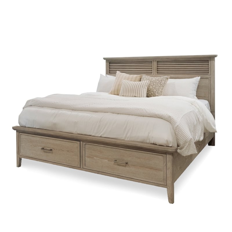 Sea Winds Trading Cape May Solidwood King Storage Bed in Glazed Driftwood