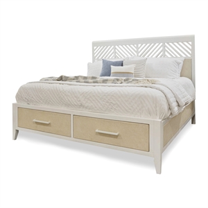 Sea Winds Trading Miramar King Woven Storage Bed in Sand and Stark White