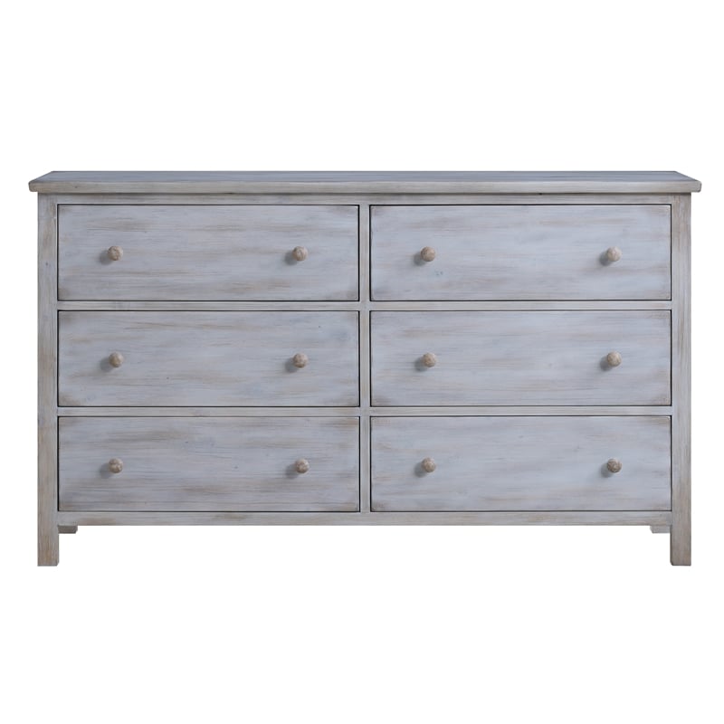 Sea Winds Trading Geneva 6 Drawer Dresser in Grey White