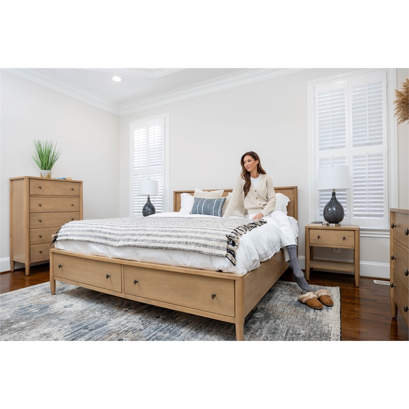 Finn & Louise Chatham King Low Profile Platform Bed with Storage in Maple