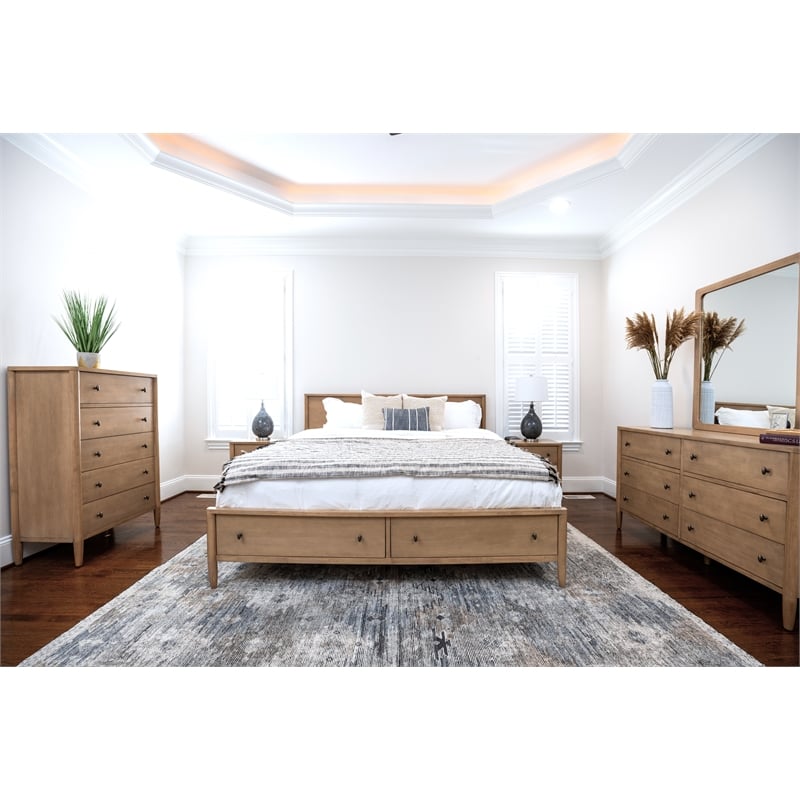Finn & Louise Chatham King Low Profile Platform Bed with Storage in Maple