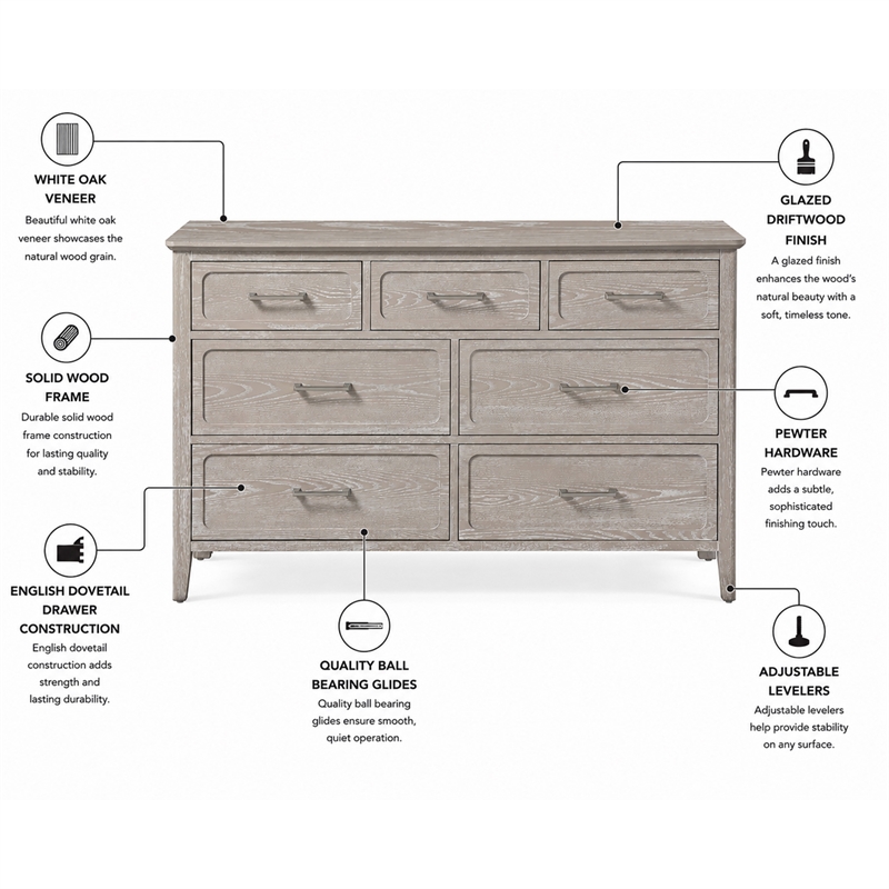 sea winds trading cape may 7 drawer dresser in glazed driftwood