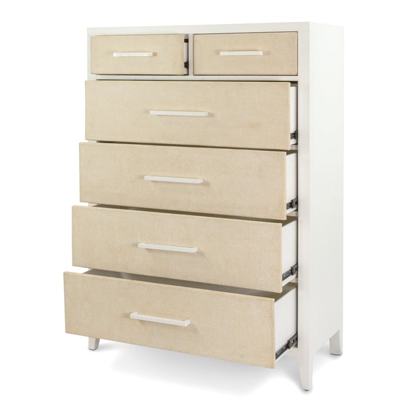 Sea Winds Trading Miramar 6 Drawer Woven Chest in Sand in Stark White