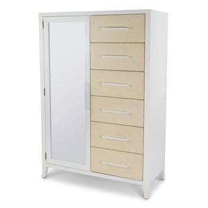 Sea Winds Trading Miramar Woven Mirrored Door Chest in Sand & Stark White