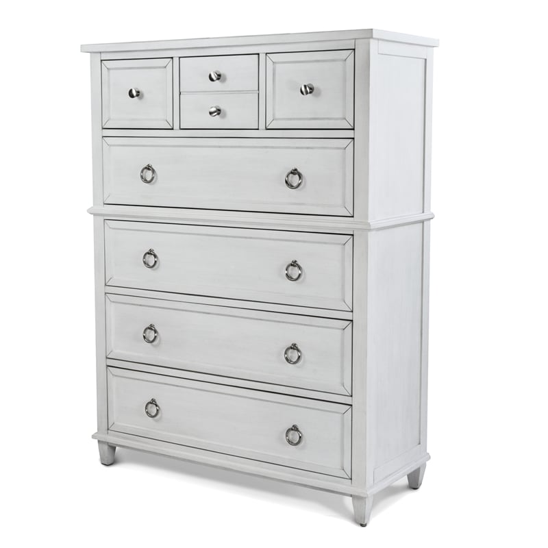 Finn & Louise Point Breeze 5 Drawer Chest in White Finish & Soft Grey Glaze