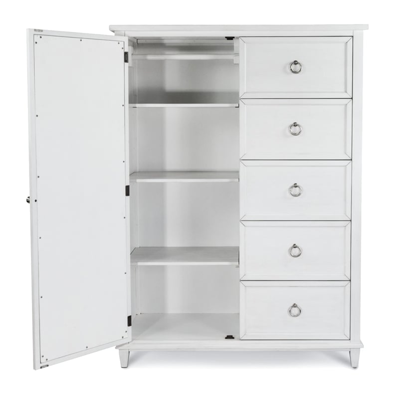 Finn & Louise Point Breeze Mirrored Door Chest in White & Soft Grey Glaze
