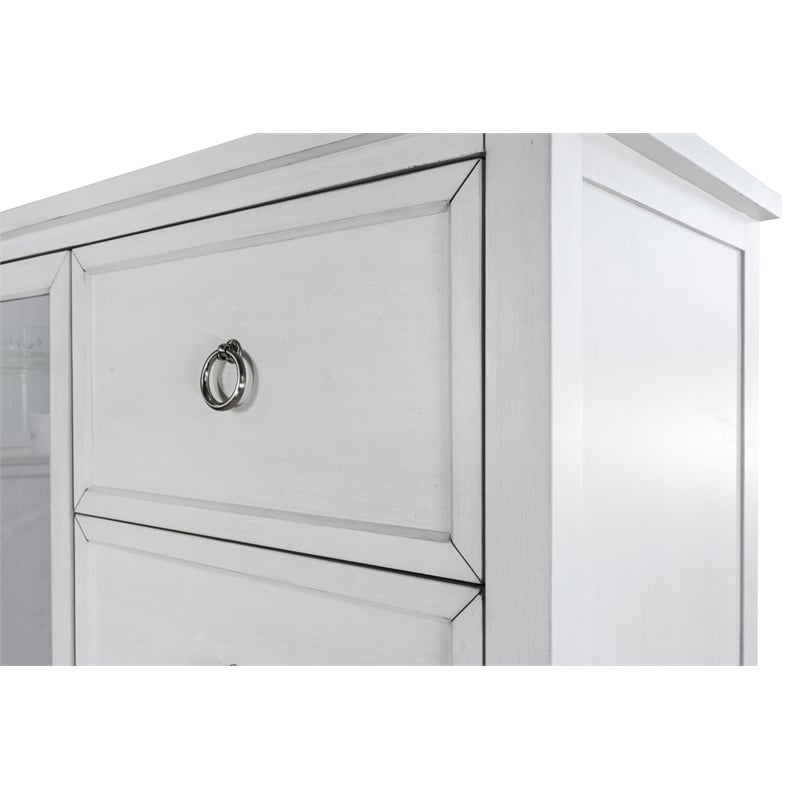 Finn & Louise Point Breeze Mirrored Door Chest in White & Soft Grey Glaze