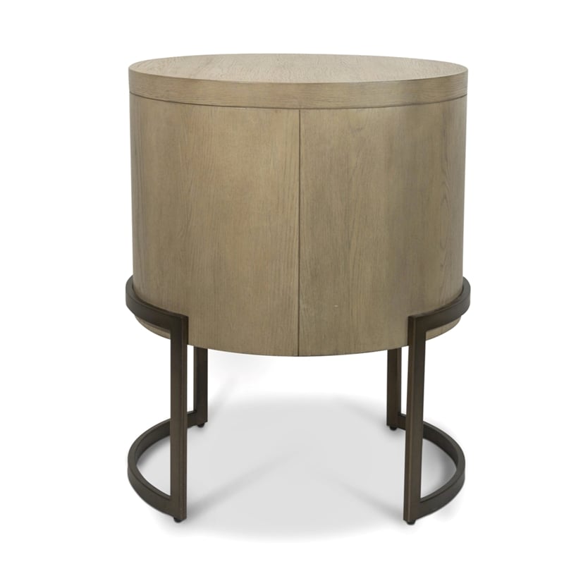 Finn & Louise Rio Vista Woven 2 Drawer Round Nightstand in Earth & Clay