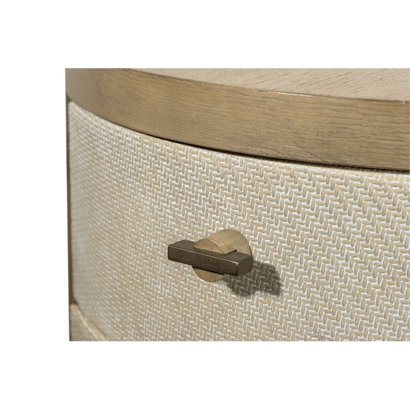 Finn & Louise Rio Vista Woven 2 Drawer Round Nightstand in Earth & Clay