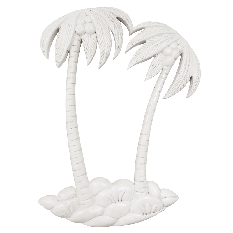 Sea Winds Trading Monaco Round End Table with Palms Insert in White