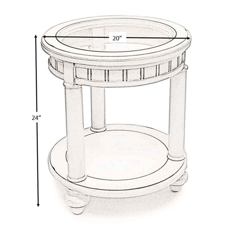 Sea Winds Trading Monaco Round End Table with Pelican Insert in White