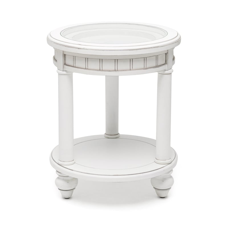 Sea Winds Trading Monaco Round End Table with Pelican Insert in White