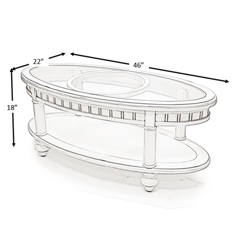 Sea Winds Trading Monaco Oval Coffee Table with Anchor Insert in White