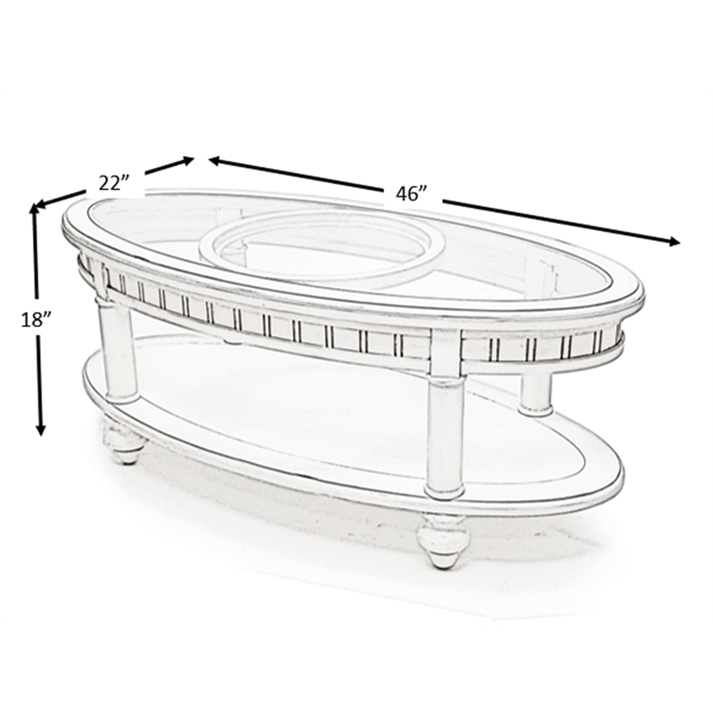 Sea Winds Trading Monaco Oval Coffee Table with Tray Insert in White