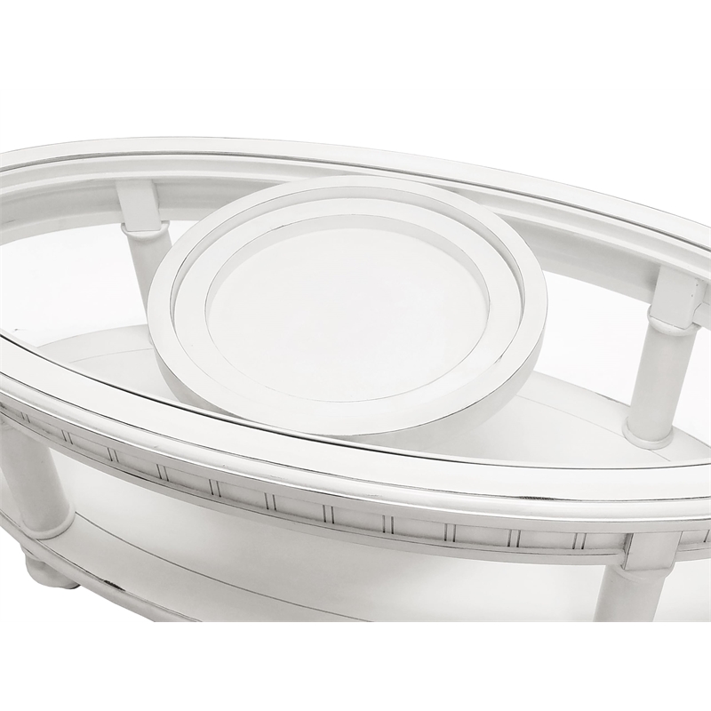 Sea Winds Trading Monaco Oval Coffee Table with Tray Insert in White