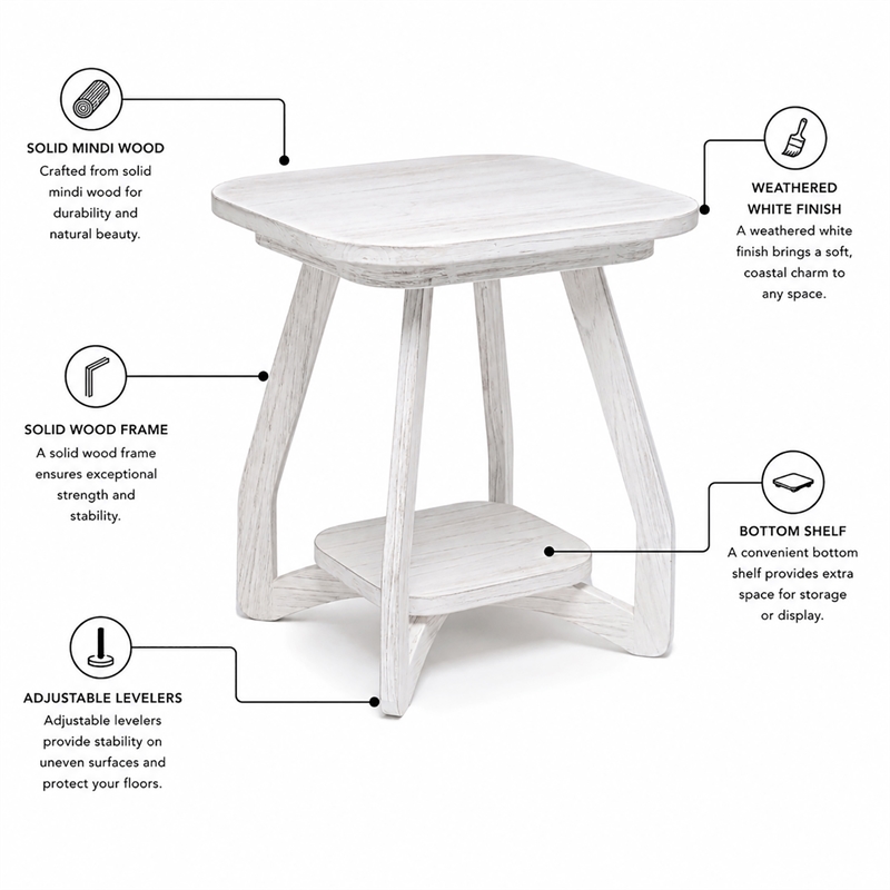 Sea Winds Trading Surfside End Table in White - Wood - Coastal