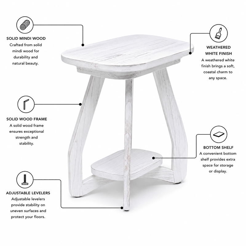 sea winds trading surfside chairside table in white - wood - coastal