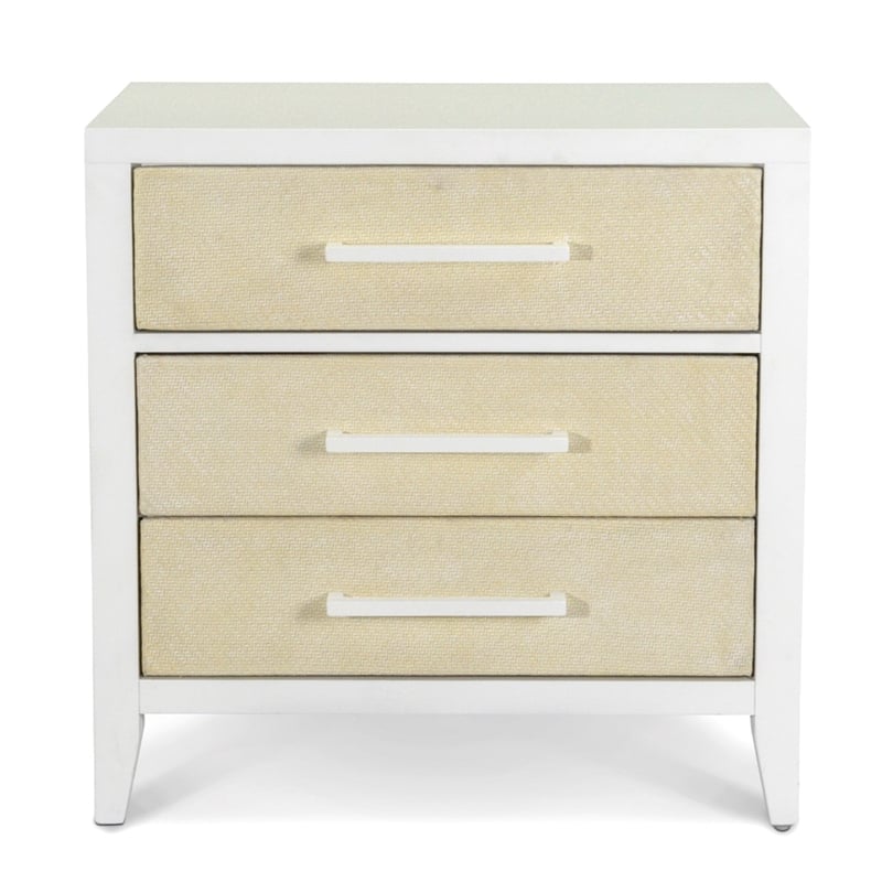 Sea Winds Miramar 3 Drawer Woven Nightstand in Sand and Stark White
