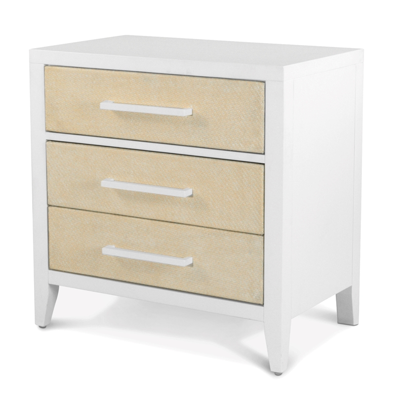 Sea Winds Miramar 3 Drawer Woven Nightstand in Sand and Stark White