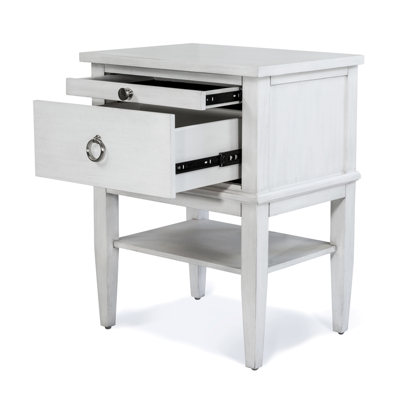 Finn & Louise Point Breeze 1 Drawer Open Nightstand in White/Soft Grey Glaze