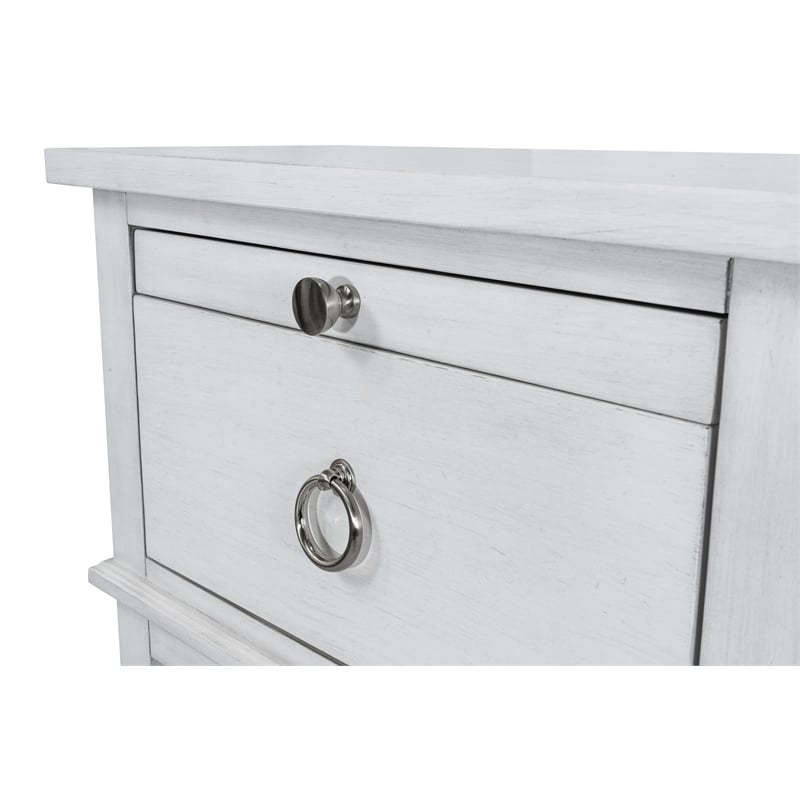 Finn & Louise Point Breeze 1 Drawer Open Nightstand in White/Soft Grey Glaze