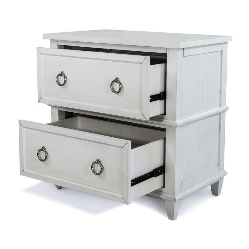 Finn & Louise Point Breeze 2 Drawer Nightstand in White/Soft Grey Glaze