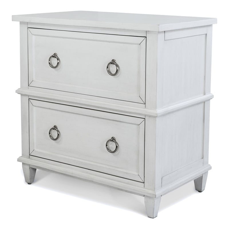 Finn & Louise Point Breeze 2 Drawer Nightstand in White/Soft Grey Glaze