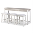 Sea Winds Islamorada - 3-Drawer Console and 3 Stools - White - Wood