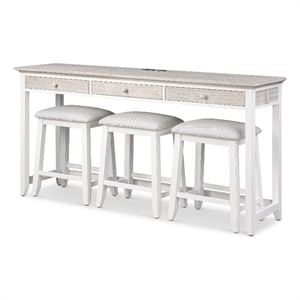 Sea Winds Islamorada - 3-Drawer Console and 3 Stools - White - Wood