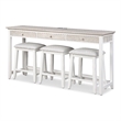 Sea Winds Islamorada - 3-Drawer Console and 3 Stools - White - Wood