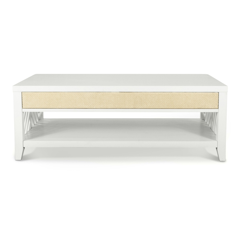Sea Winds Miramar - 2-Drawer Cocktail Table with Casters - White - Wood