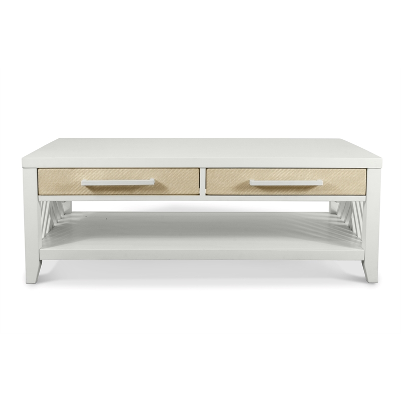 Sea Winds Miramar - 2-Drawer Cocktail Table with Casters - White - Wood