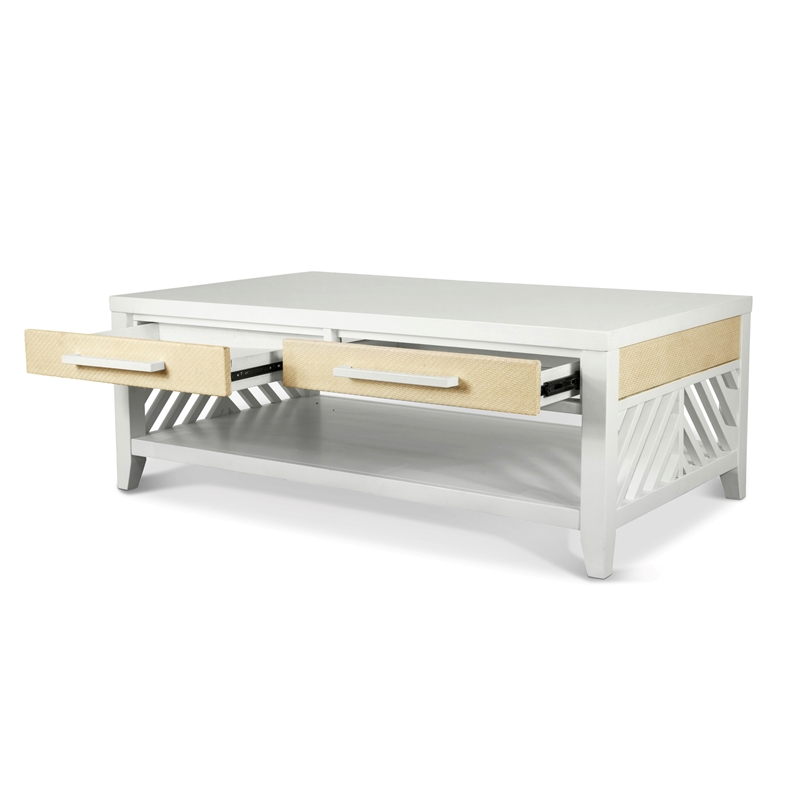 Sea Winds Miramar - 2-Drawer Cocktail Table with Casters - White - Wood