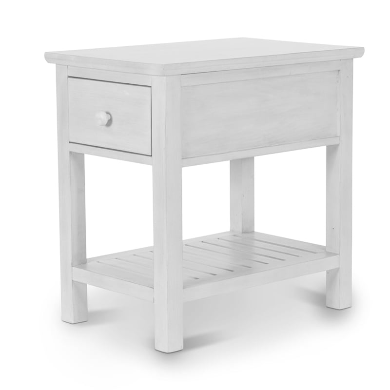 Sea Winds Geneva - 1-Drawer Chairside Table - Distressed White Finish