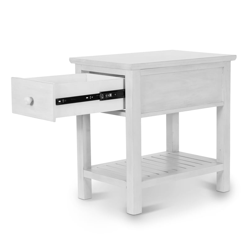 Sea Winds Geneva - 1-Drawer Chairside Table - Distressed White Finish