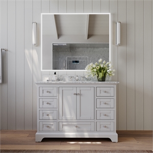 Ancerre Designs Audrey 48&quot Wood Bathroom Vanity Set with 2 Doors in White