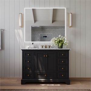 Ancerre Designs Audrey 48&quot Wood Bathroom Vanity Set in Black Onyx