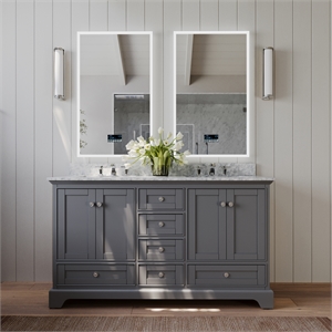 Ancerre Designs Audrey 60&quot Wood Bathroom Vanity Set in Sapphire Gray