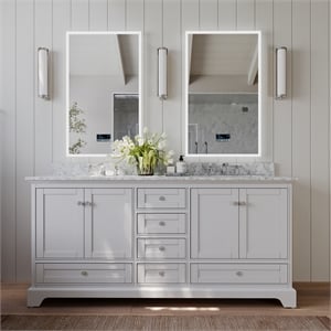 Ancerre Designs Audrey 72&quot Wood Bathroom Vanity Set in White