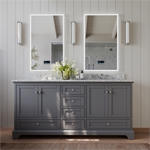 Ancerre Designs Audrey 72&quot Wood Bathroom Vanity Set in Sapphire Gray