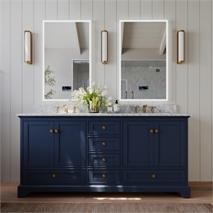 Ancerre Designs Audrey 72&quot Wood Bathroom Vanity Set in Heritage Blue