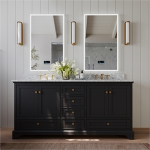 Ancerre Designs Audrey 72&quot Wood Bathroom Vanity Set in Black Onyx