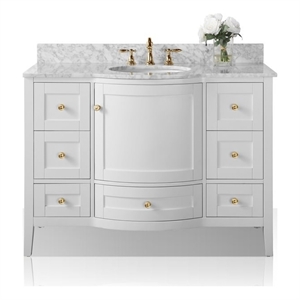 Ancerre Designs Lauren 48&quot Wood Bathroom Vanity Set with Gold Hardware in White