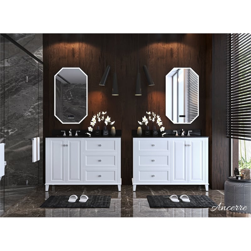Ancerre Designs Hannah Left Basin Wood Bathroom Vanity Set in White