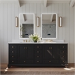 Audrey 84 in. Bath Vanity Set in Black Onyx with White Quartz Top