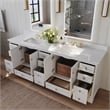 Audrey 84 in. Bath Vanity Set in White with White Quartz Top with Brushed Gold