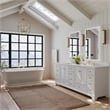 Audrey 84 in. Bath Vanity Set in White with White Quartz Top with Brushed Gold